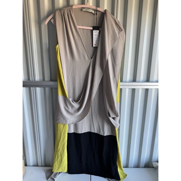 bcbg maxazria dress/tunic top sample flowy chartruse, beige white M - Picture 1 of 7